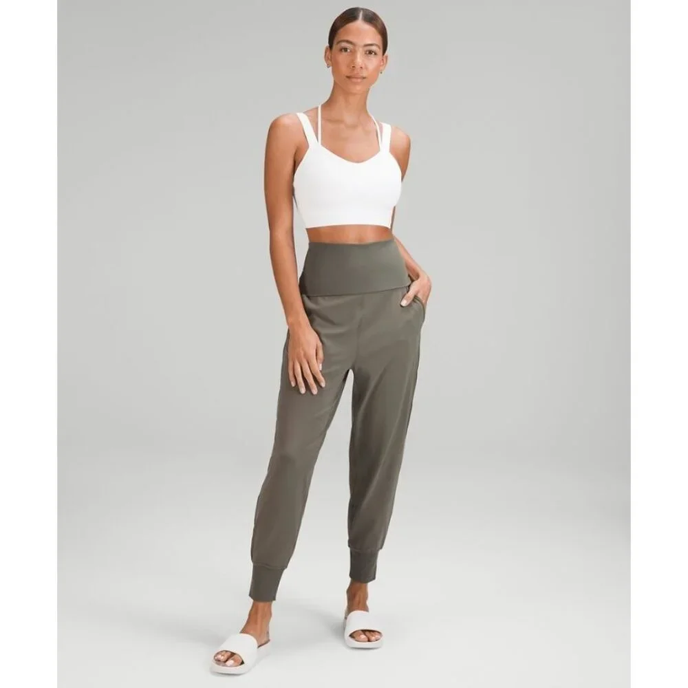 Lululemon 6 Align Super-High-Rise Ribbed-Waist Jogger Green Croos-waist pocket - Picture 3 of 12